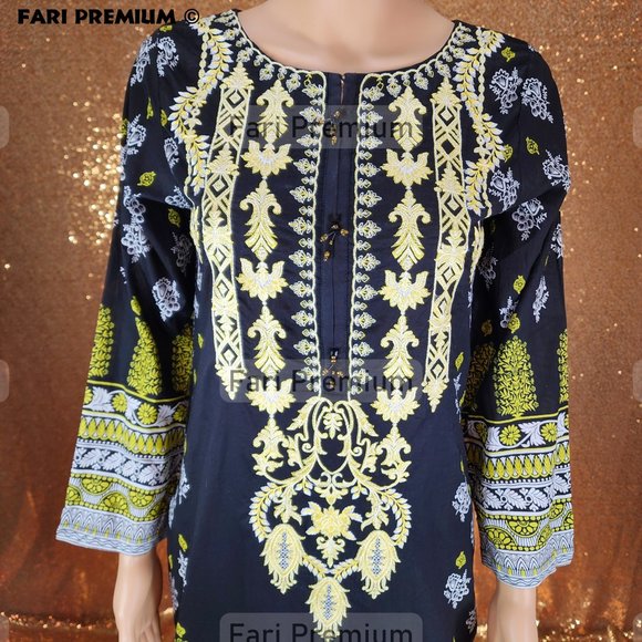 Warda Brand 3PC Embroidered Lawn, Chiffon Shalwar Kameez Pakistani/Indian XS/35 - Picture 9 of 15